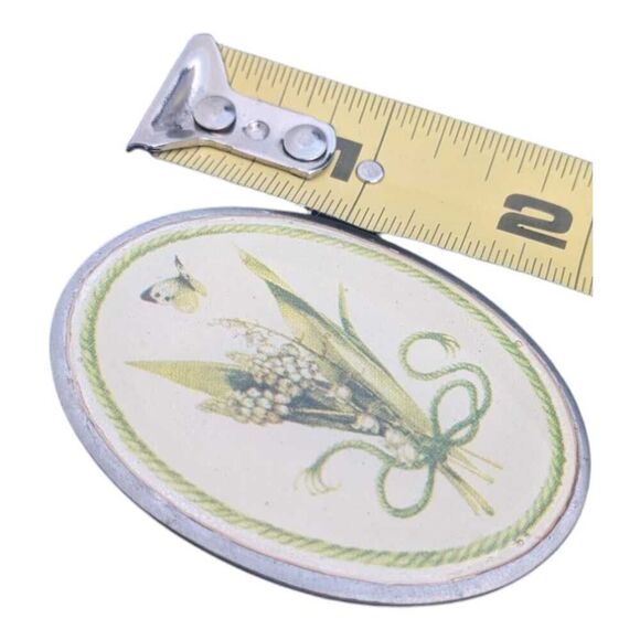 Signed Bastin Vintage Lily of‎ the Valley Flower Cameo Brooch or Pendant - Picture 3 of 3